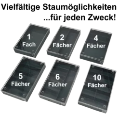 Sortimentskasten-Set 6 Stück, 164 x 31 x 101 mm verschiedene Unterteilungen