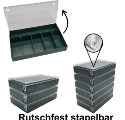 Sortimentskasten-Set 6 Stück, 164 x 31 x 101 mm verschiedene Unterteilungen