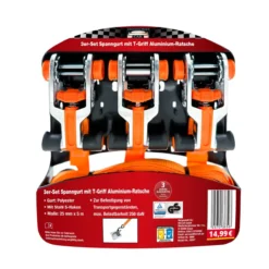 Spanngurte mit T-Griff + Alu-Ratsche 2er-Set und 3er-Set