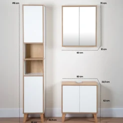 Spiegelschrank MORENA mit 2 Türen, Weiß/Eiche