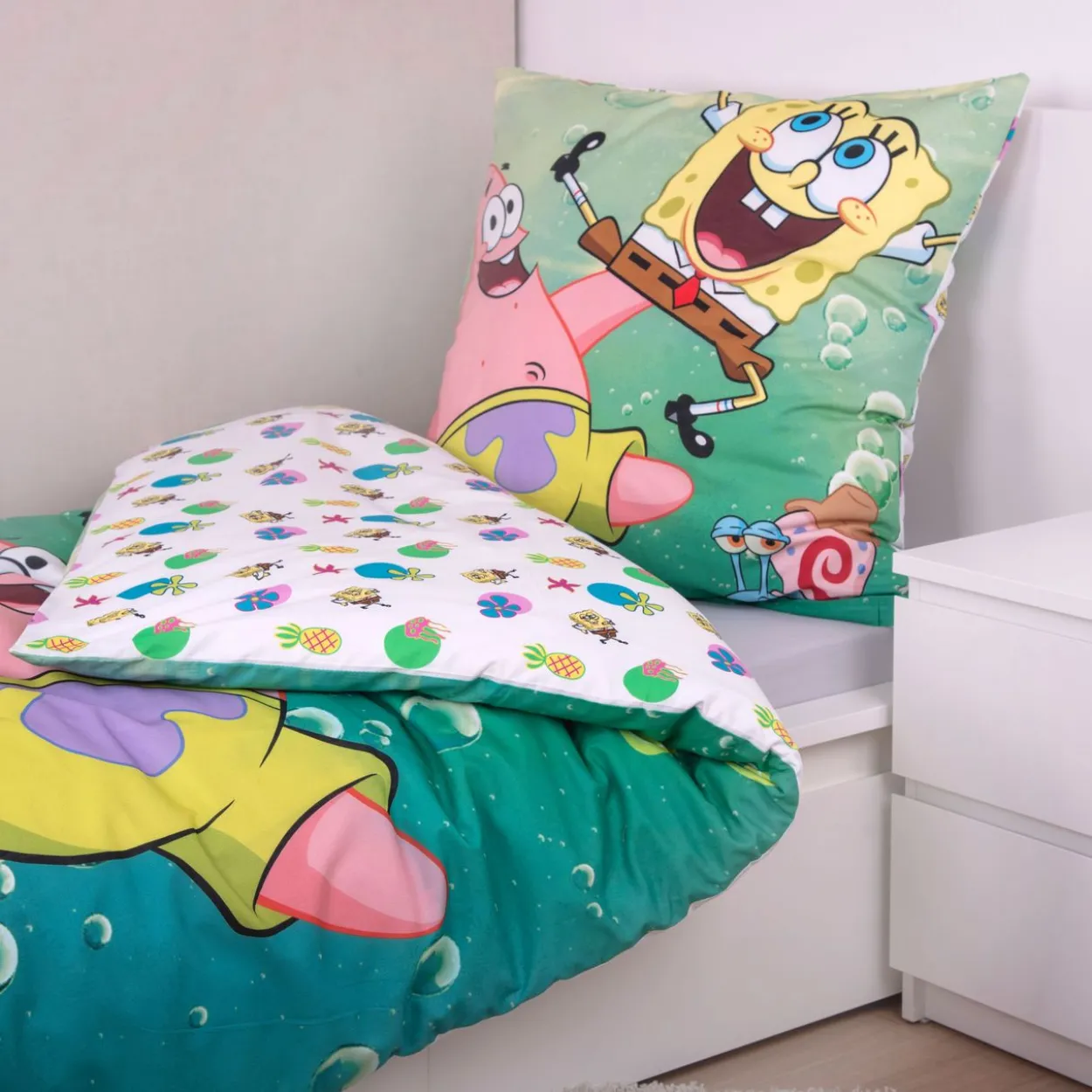 SpongeBob Bettwäsche Größe 80x80 + 135x200 cm