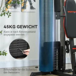 SPORTNOW Kraftstation, Multifunktionale Fitnessstation mit Beinpresse, Schwarz