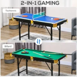 SPORTNOW Multigame Spieletisch Multifunktionstisch mit Tischtennis Billardtisch