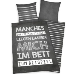 Sprüche Bettwäsche Größe 80x80 + 135x200 cm