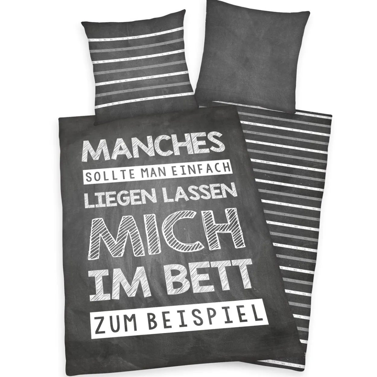 Sprüche Bettwäsche Größe 80x80 + 135x200 cm