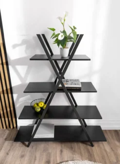 Standregal, 4 Ebenen, ca. 120 x 33 x 135 cm - Schwarz