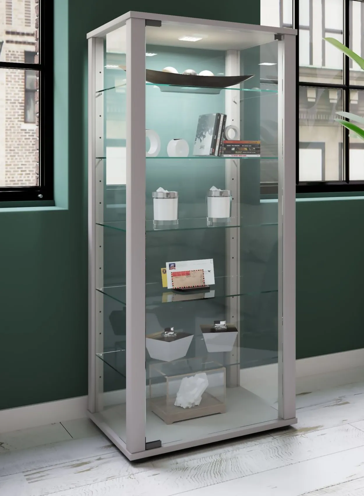 Standvitrine "Kavisa L" Silber