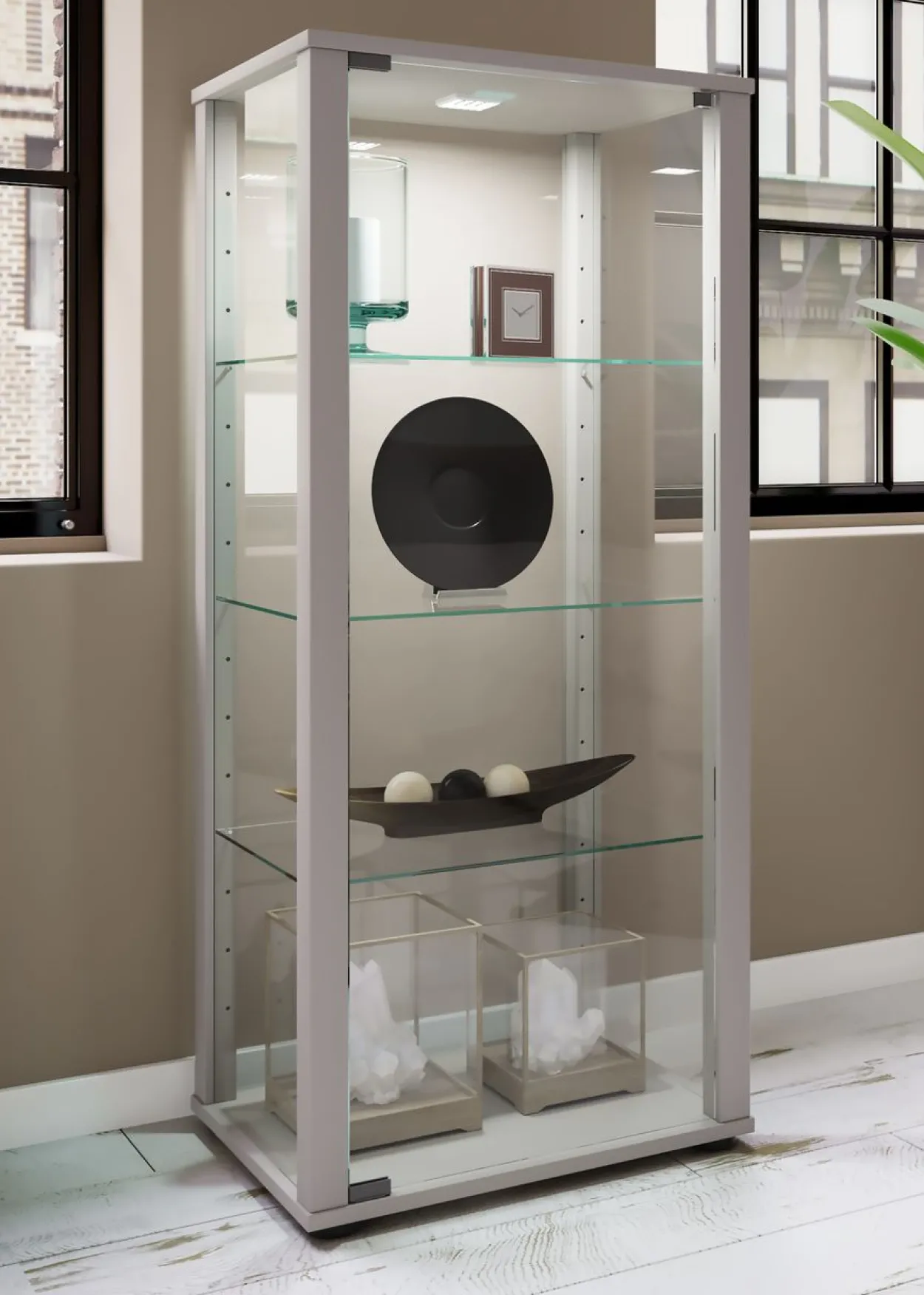 Standvitrine "Kavisa M" Silber