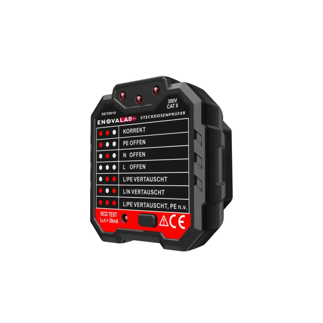 Steckdosentester SDT0010 mit RCD-Prüfung