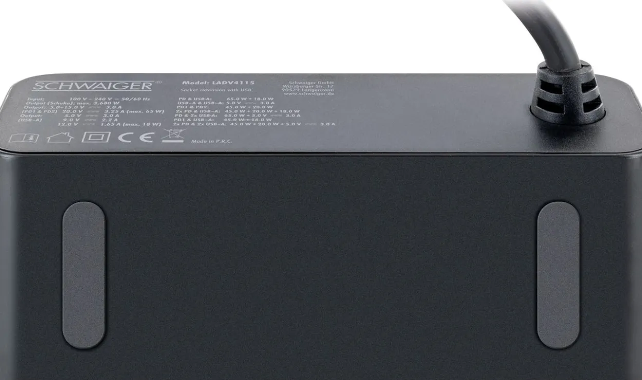 Steckdosenverlängerung mit Ladegerät USB-C & USB-A 83W