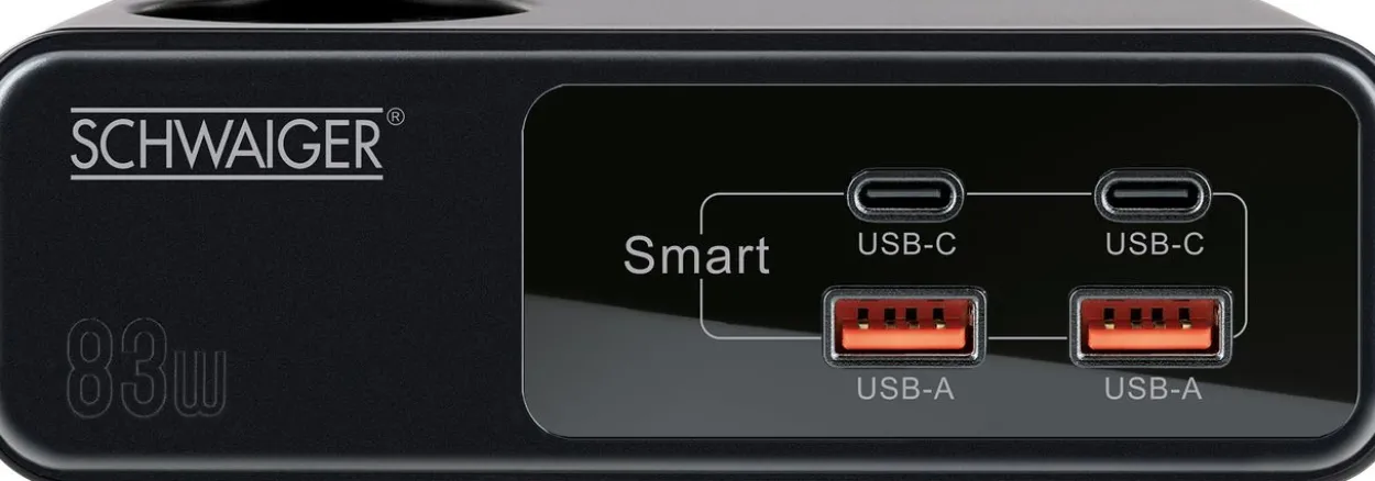 Steckdosenverlängerung mit Ladegerät USB-C & USB-A 83W