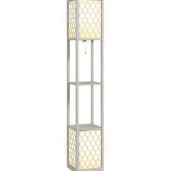 Stehlampe mit Regal Standlampe mit Doppellicht exkl. Leuchtmittel für Wohnzimmer
