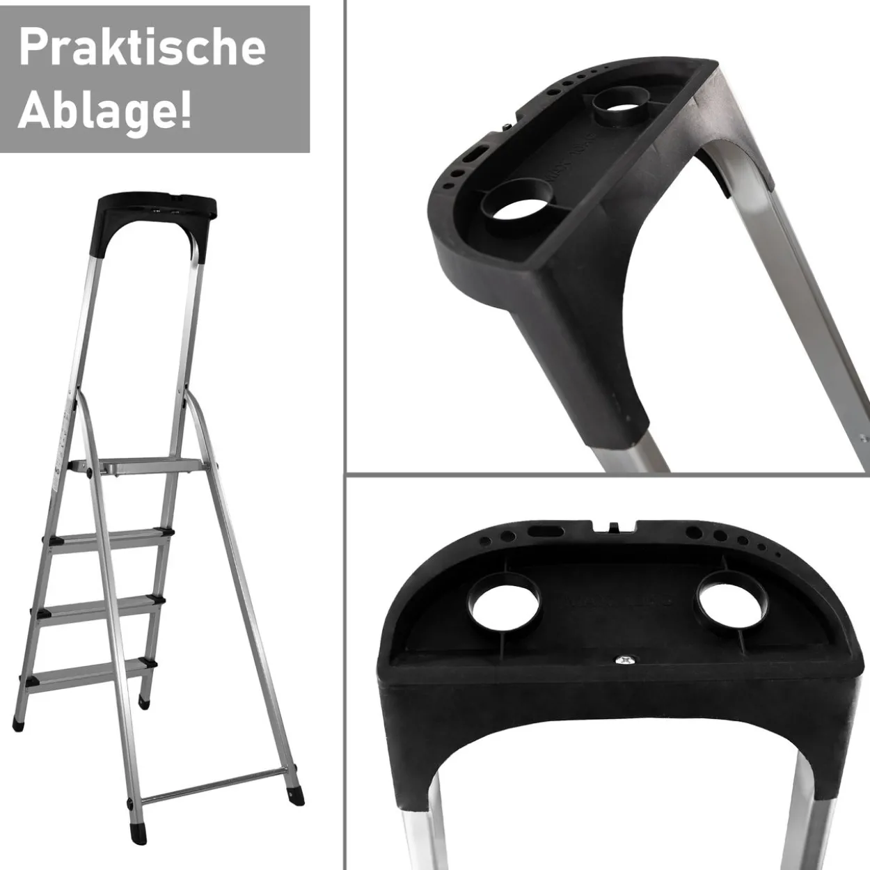 Stehleiter mit 4 Stufen, Aluminium Trittleiter
