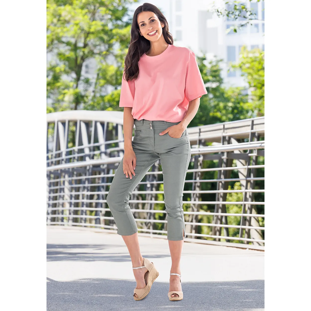 Stretch-Capri-Hose für Damen