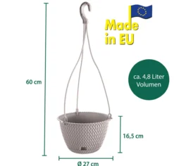 Strickoptik-Hängetopf, ca. 4,8 Liter - Mocca