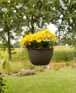 Strickoptik-Hängetopf, ca. 4,8 Liter - Steingrau