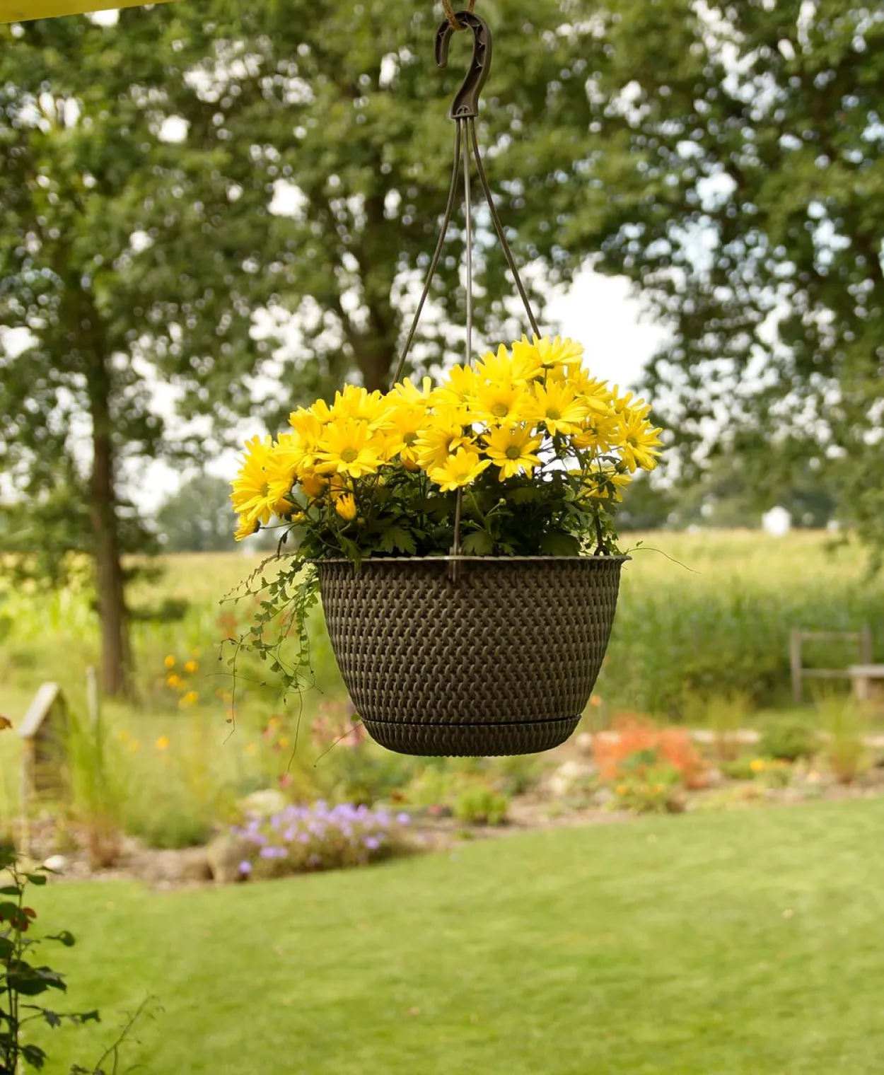 Strickoptik-Hängetopf, ca. 4,8 Liter - Steingrau