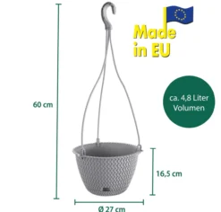 Strickoptik-Hängetopf, ca. 4,8 Liter - Steingrau