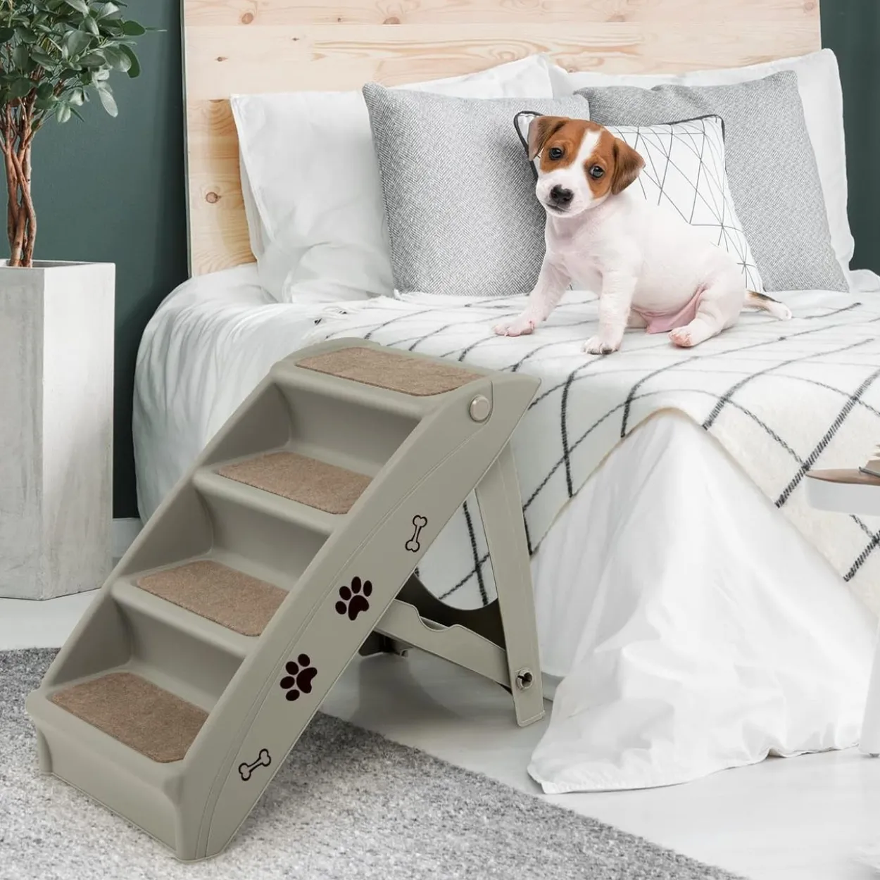 4-stufige Haustiertreppe mit Teppichboden
