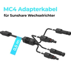 SUNSHARE Adapterkabel 0,5 m Slim auf MC4 für Wechselrichter & Speicher an Fremd-Solarmodule