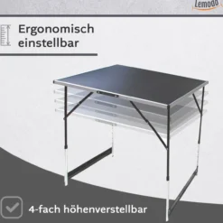 Tapeziertisch klappbar schwarz, Arbeitstisch, Mehrzwecktisch höhenverstellbar