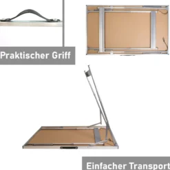 Tapeziertisch klappbar weiß, Arbeitstisch, Mehrzwecktisch höhenverstellbar