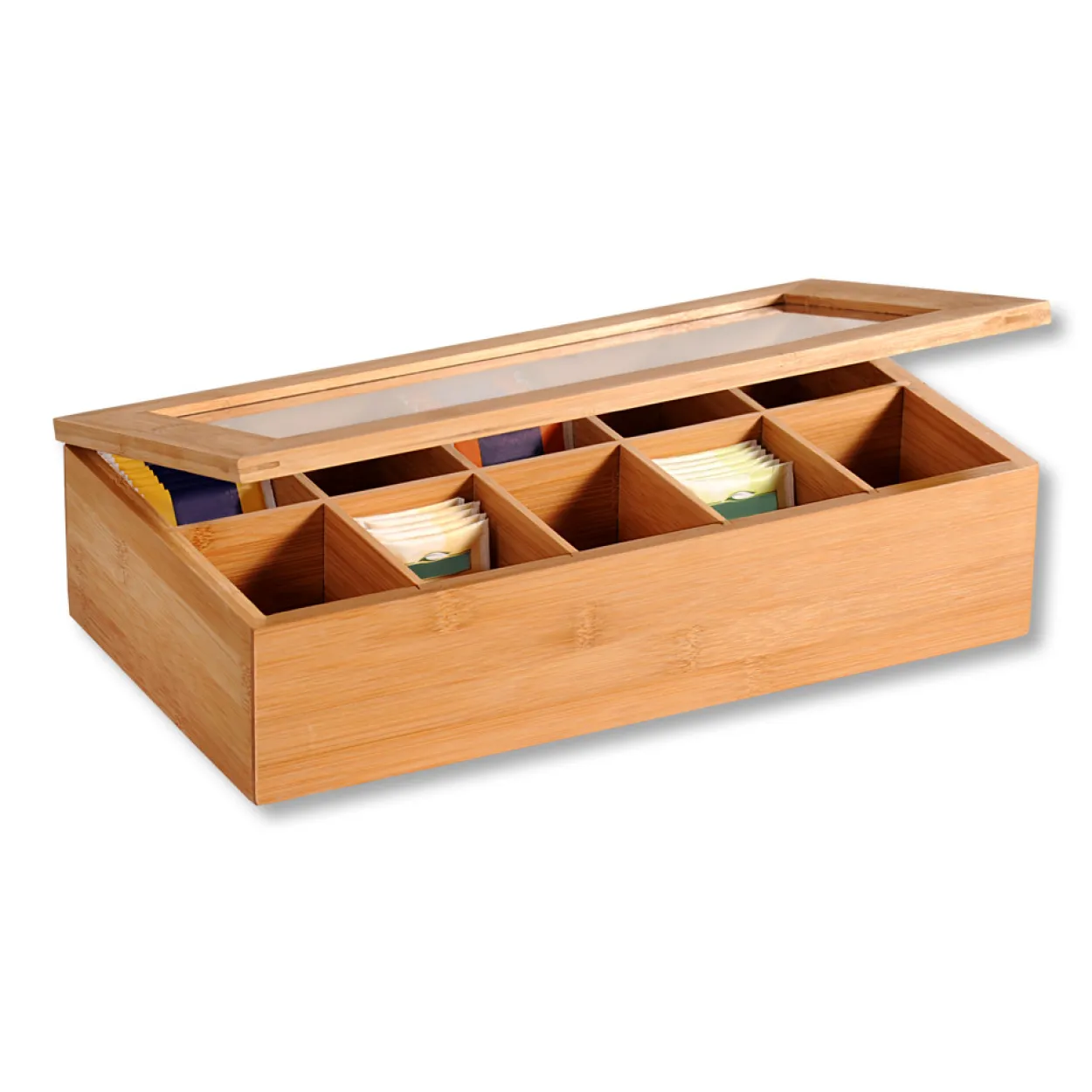 Teebox, Bambus mit 10 Fächern