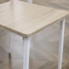 3-teilige Essgruppe, Esstisch Set Holzmaserung MDF, Metall, Nautr+ mit 1 Tisch + 2 Stühlen, - weiss