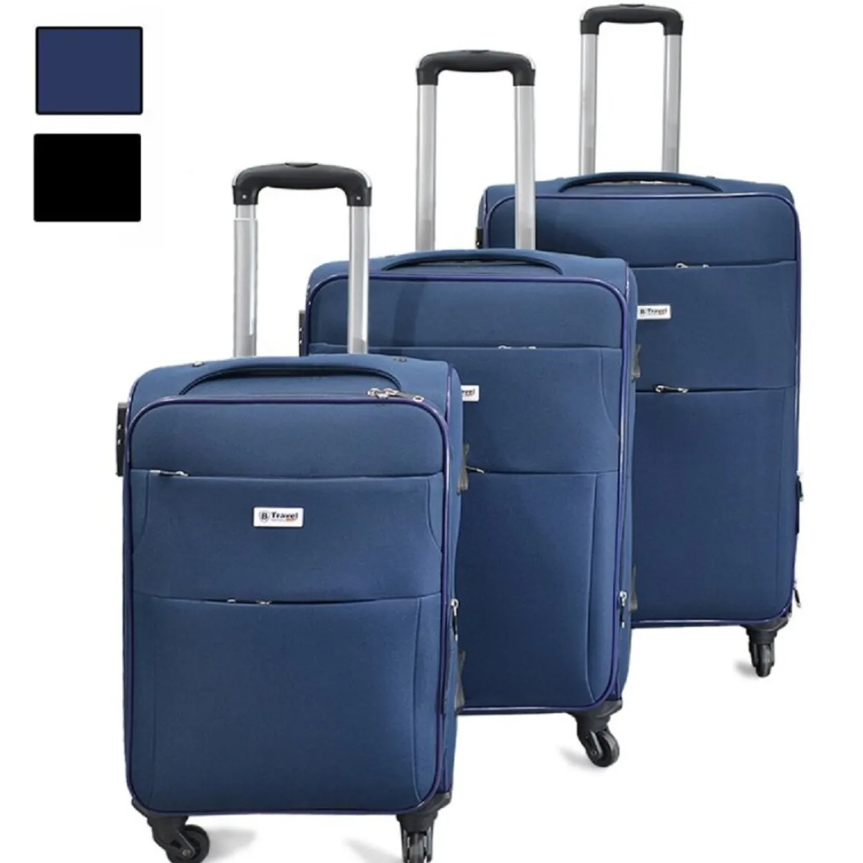 3-teiliges Trolley-Set Weiche Reisekoffer für komfortables Reisen Dunkelblau