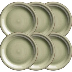Teller flach 27 cm, 6-er Set, OLIVGRÜN