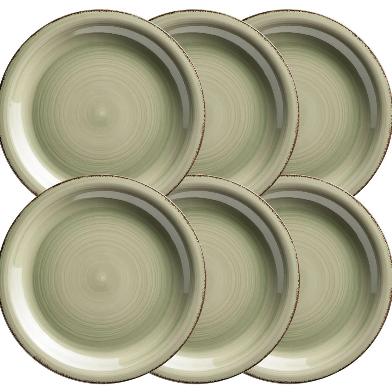 Teller flach 27 cm, 6-er Set, OLIVGRÜN