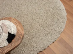 Teppich Elodie, 120cm x 120cm, Farbe Beige, rund, Florhöhe 37mm