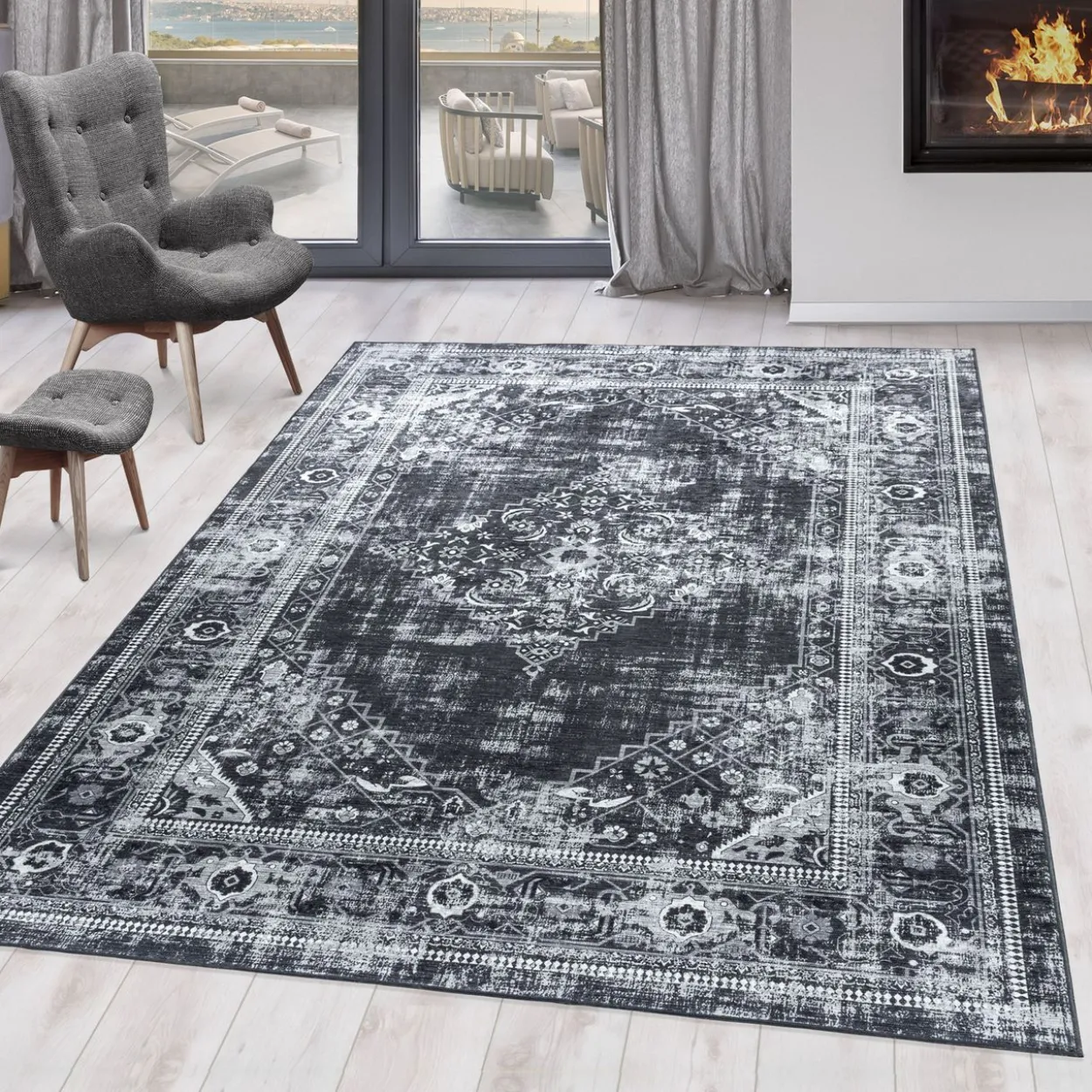 Teppich, FIESTA 4301, BLACK, 80 x 150 cm