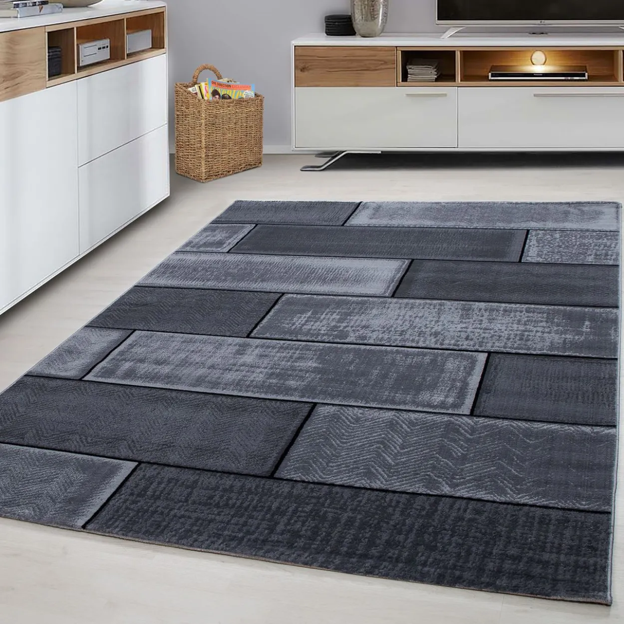 Teppich, PLUS 8007, BLACK, 140 x 200 cm