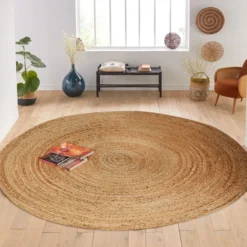 Teppich Sophia, 100cm x 100cm, Farbe Hellbraun, rund, Florhöhe 10mm