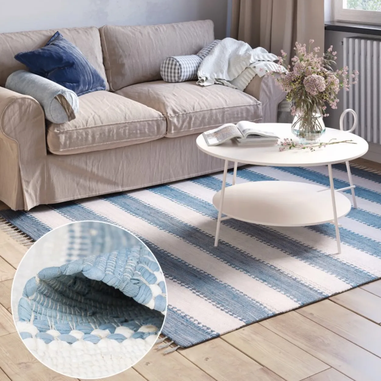 Teppich Zendo 230cm x 160cm, Farbe Hellblau, rechteck