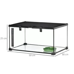 Terrarium für Reptilien Glasterrarium mit Thermometer Metall 50x30x25cm