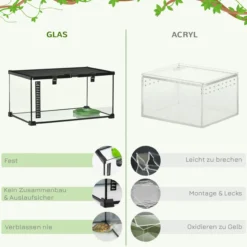 Terrarium für Reptilien Glasterrarium mit Thermometer Metall 50x30x25cm