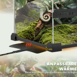 Terrarium für Reptilien Glasterrarium 48L mit Frontbelüftung Schwarz
