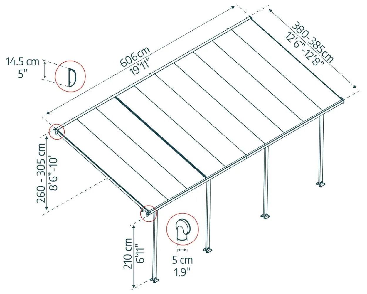 Terrassenüberdachung Feria 606x380cm Gr.