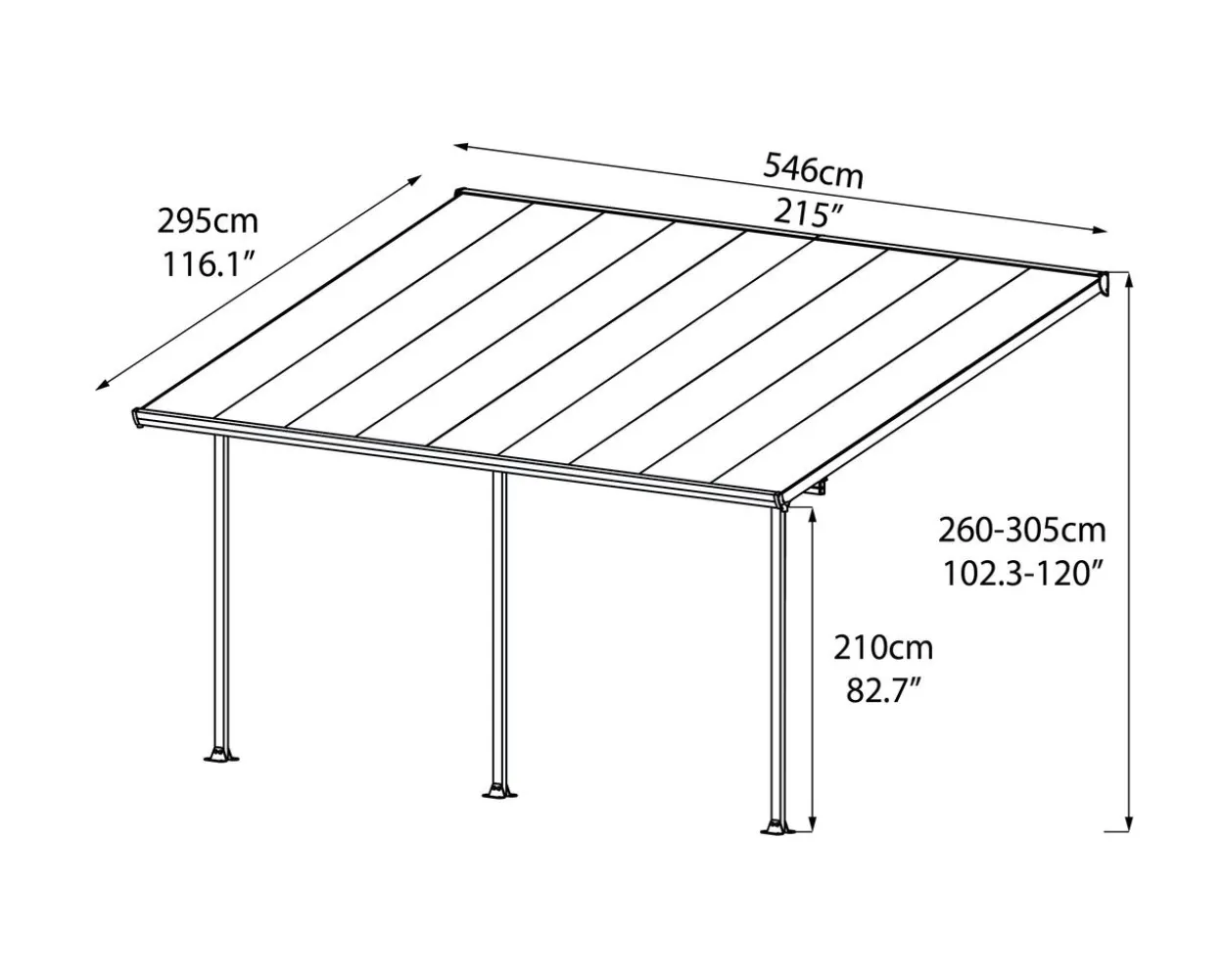 Terrassenüberdachung "FERIA" 3x5.4 weiß