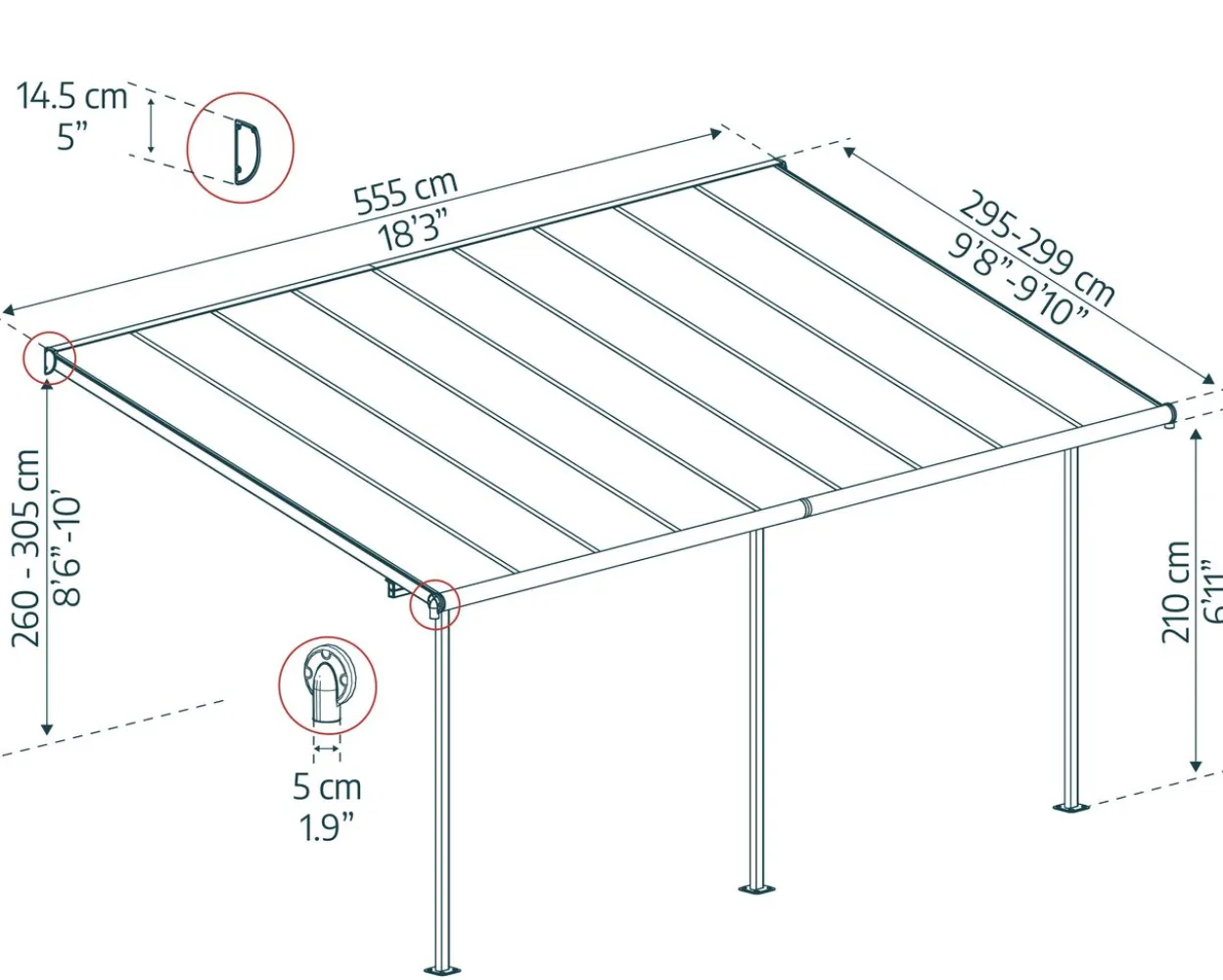 Terrassenüberdachung Sierra 555x295cm