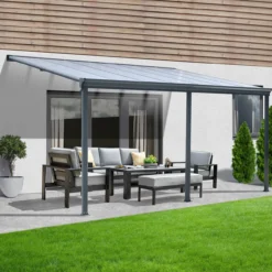 Terrassenüberdachung SOLIS 557 x 303 x 226 / 278 cm - grau