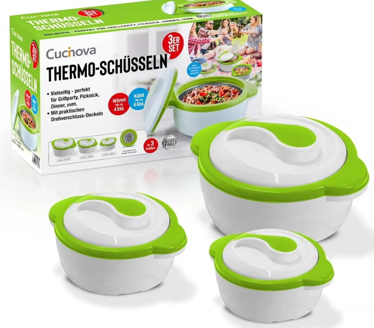 Thermoschüssel 3er Set Premium grün