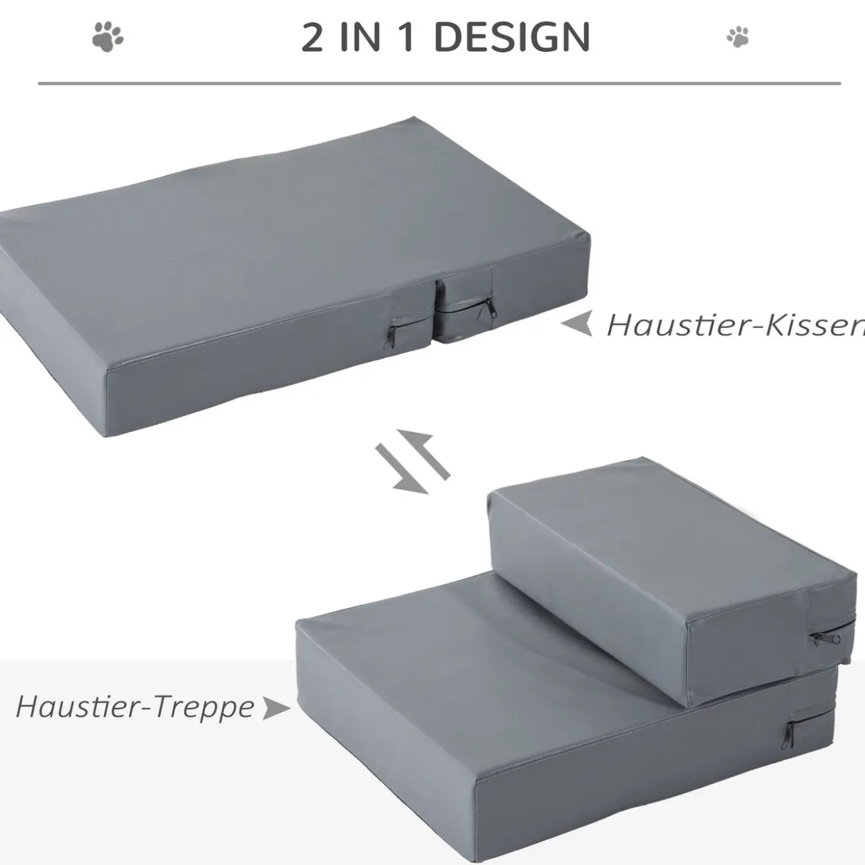 Tiertreppe Klappbar Grau L45 x B39 x H20 cm