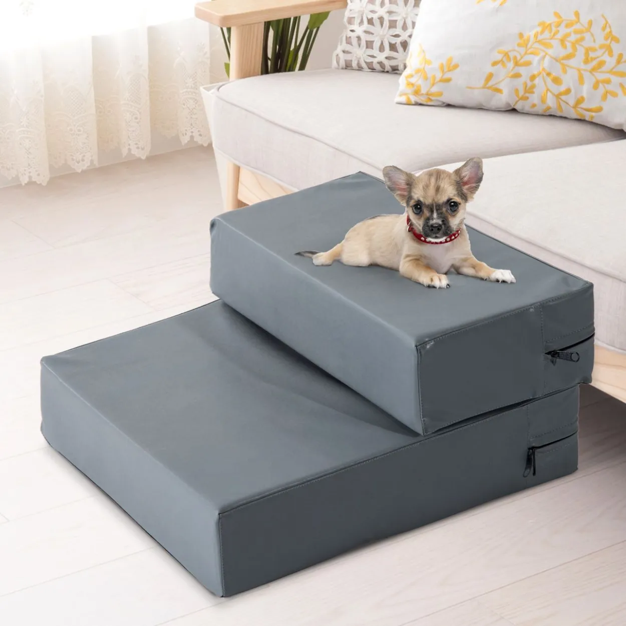 Tiertreppe Klappbar Grau L45 x B39 x H20 cm