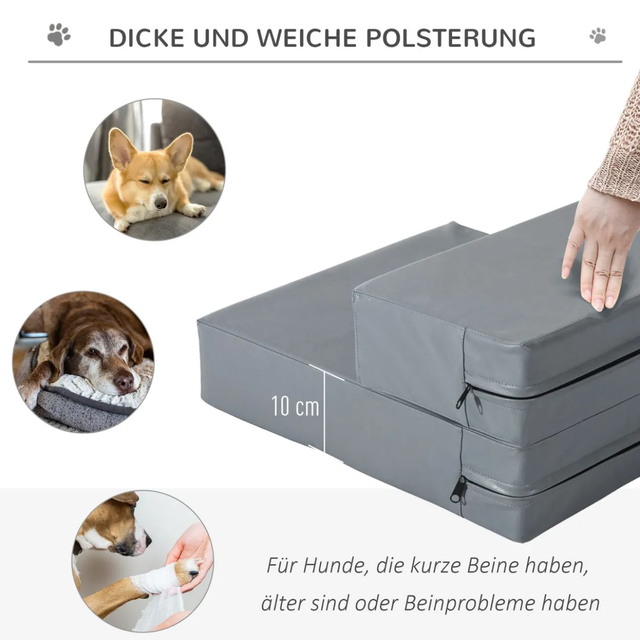 Tiertreppe Klappbar Grau L45 x B39 x H20 cm