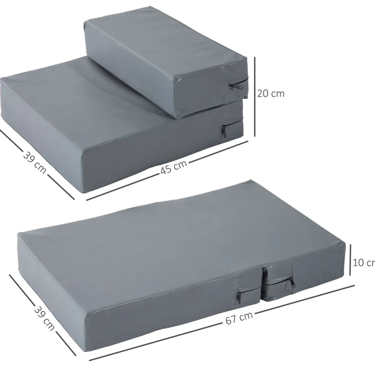 Tiertreppe Klappbar Grau L45 x B39 x H20 cm