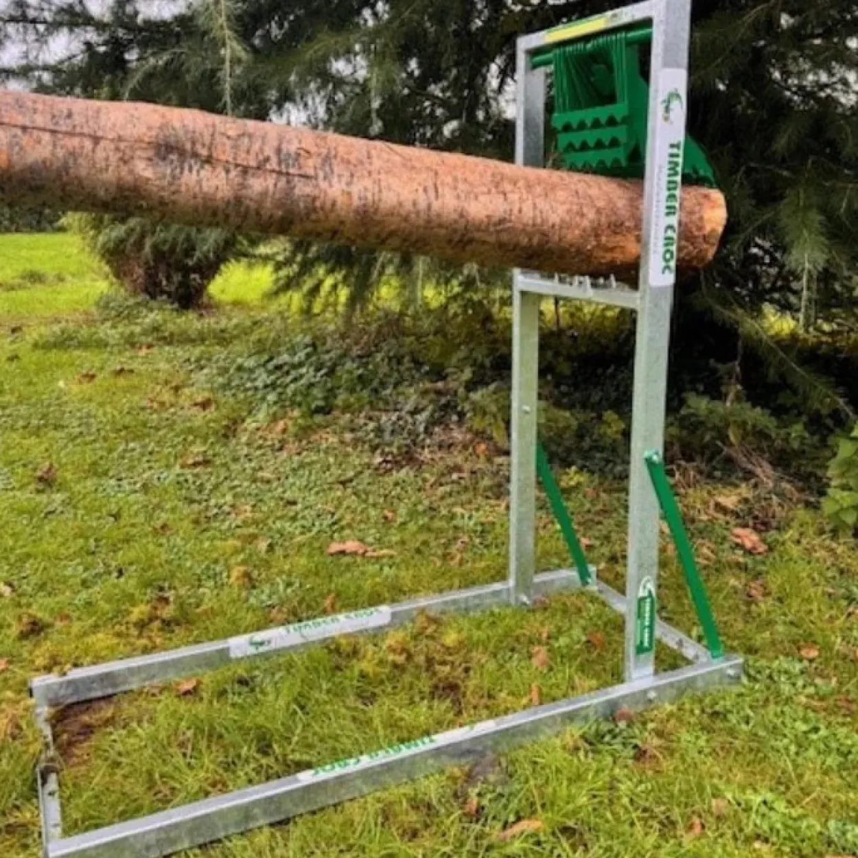 Timber Croc Sägebock mit Holzhalterung, verzinkter Rahmen