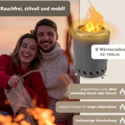 Tischkamin anthrazit für Pellets, rauchfrei